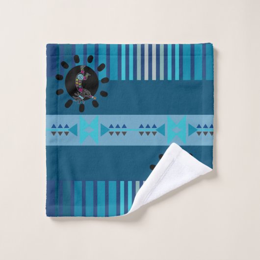 Blue Turquoise Sud-Ouest Kokopelli (Gant de toilette)