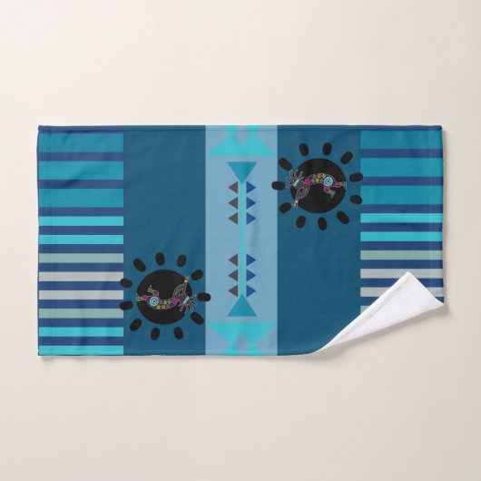 Blue Turquoise Sud-Ouest Kokopelli (Serviette à main)
