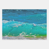 Blue Turquoise Waters Waterverf Beach Inpakpapier Vel (Voorkant 2)