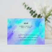Blue Turquoise Waterverf Kijk naar Mitzvah RSVP (Staand voorkant)