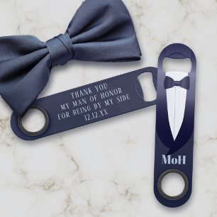 Blue Tuxedo Wedding Man of Honor Bar Key Speed Flessenopener