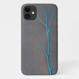 Blue Twig Gray Concrete Minimalism iPhone 11 Hoesj Hoesje