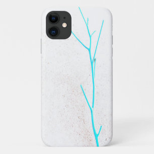 Blue Twig White Concrete Texture iPhone 11 Hoesje