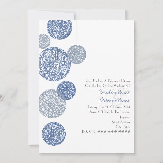 Blue Twine Wereldbollen Rehearsal Dinner Invitatio Kaart (Voorkant)