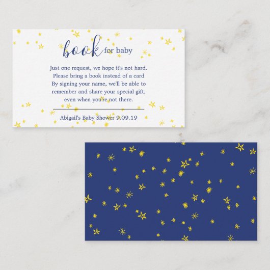 Blue Twinkle Little Star Book Request Baby shower Informatiekaartje (Voorkant / Achterkant)