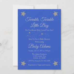 Blue Twinkle Twinkle Little Boy Baby shower Invit Kaart