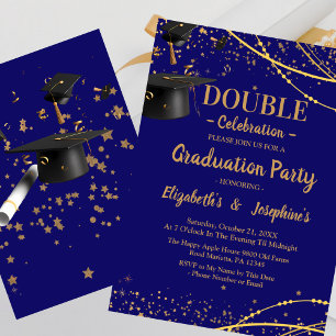 Blue Two Graduates Double Graduation Party 2025 Kaart