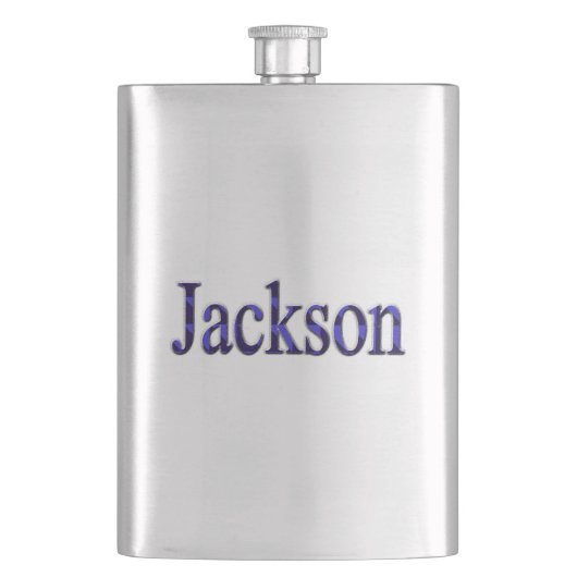 Blue Two Toned Jackson Name, Hip Flask Flacon (Voorkant)