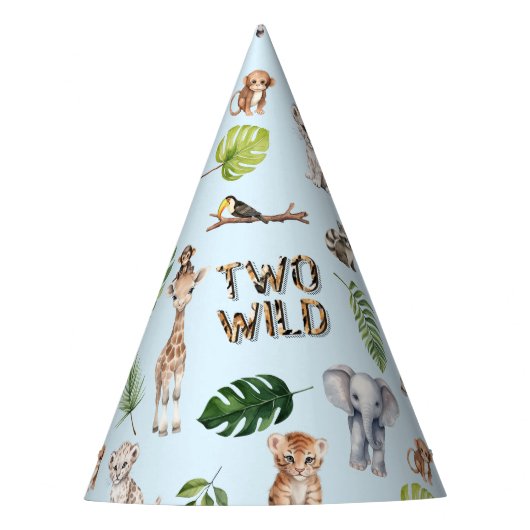 Blue Two Wild 2nd Birthday Oerwoud Feesthoedjes (Voorkant)