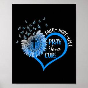 Blue Type One Diabetes Heart Butterfly Religious Poster