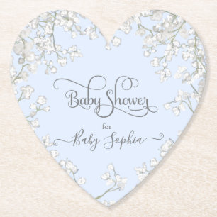 Blue Typography Baby's Breath Floral Baby shower Kartonnen Onderzetters
