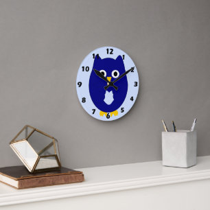 Blue Uil Design Ronde Klok