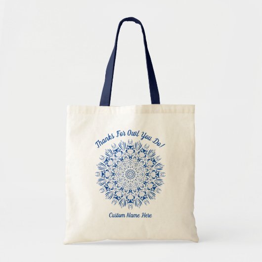 Blue uil mandala leraar waardering dank u tote bag (Voorkant)