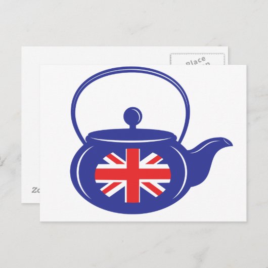 Blue UK Teapot Briefkaart (Voorkant / Achterkant)