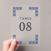 Blue Ukrainian Wedding Acrylic Table Number Acryl Uitnodigingen (Insitu (Draagbaar))