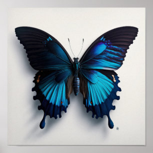 Blue Ulysses Vlinder Art Print Poster
