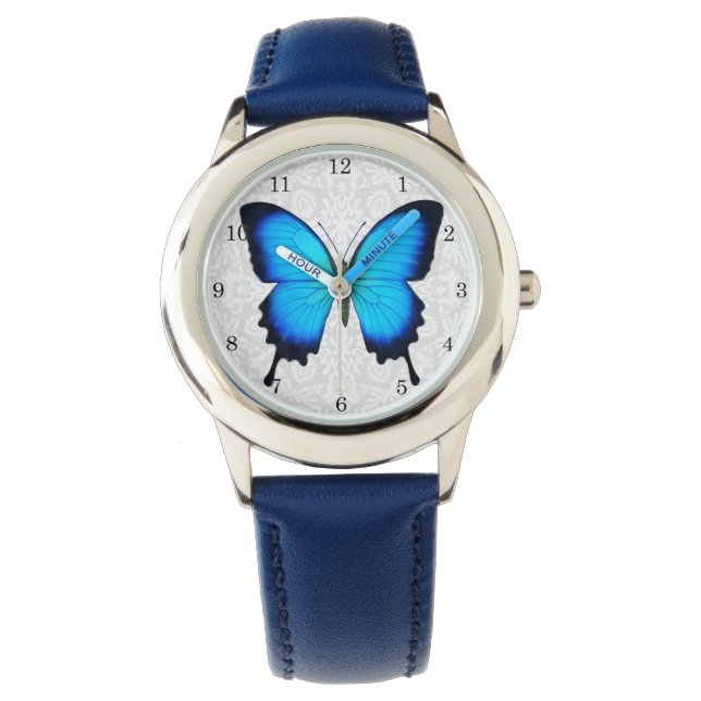 Blue Ulysses Vlinder Kinder horloge (Voorkant)