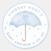 Blue Umbrella Baby shower Favoriet Sticker (Voorkant)