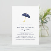 Blue Umbrella Baby shower Invitation Kaart (Staand voorkant)