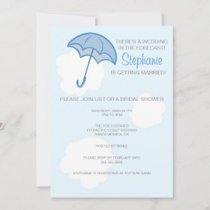 Blue Umbrella Bridal Shower Invitation Kaart