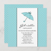 Blue Umbrella Bridal Shower Invitation Kaart (Voorkant / Achterkant)