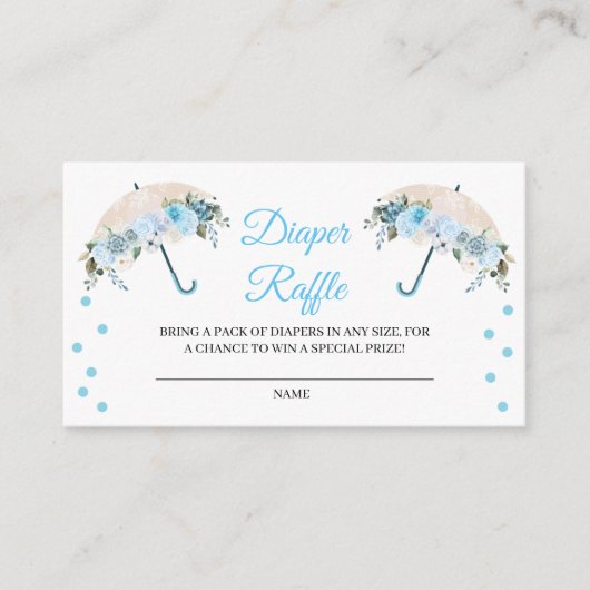 Blue Umbrella Diaper Raffle Enclosure Card Informatiekaartje (Voorkant)