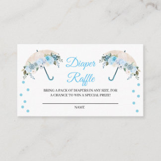 Blue Umbrella Diaper Raffle Enclosure Card Informatiekaartje