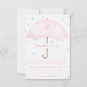 Blue Umbrella Sprinkle Baby shower Dank u kaart (Voorkant)