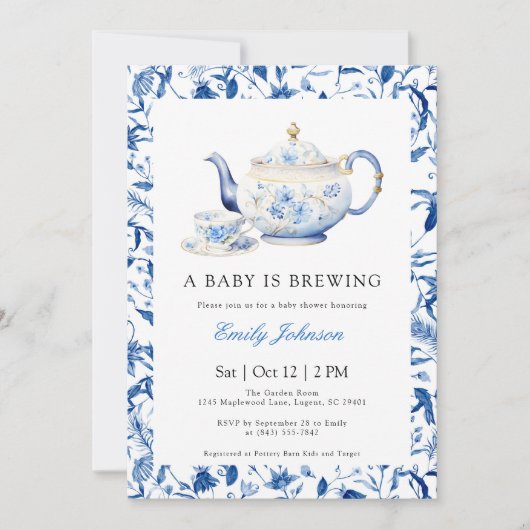 BLUE Un bébé brasse Baby shower Invitation (Devant)