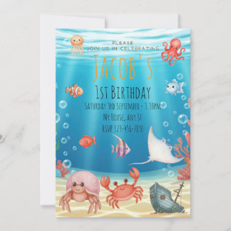 Blue Under the Sea birthday Kaart