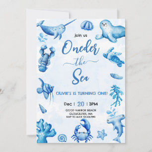 Blue Under the Sea Boy Invitation Anniversaire