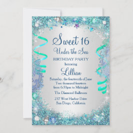 Blue under the Zee Sweet 16 Invitation Kaart