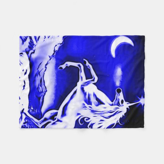 Blue Unicorn Night Airborstel Art Fleece Blanket (Voorkant (Horizontaal))
