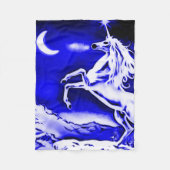 Blue Unicorn Night Airborstel Art Fleece Blanket (Voorkant)
