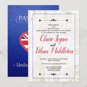 Blue United Kingdom Passport Invitation Kaart