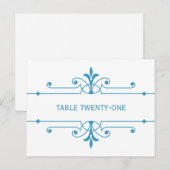 Blue v2 Fancy Ornamo Numéro de table Carte postale (Devant / Derrière)