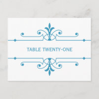 Blue v2 Fancy Ornamo Numéro de table Carte postale