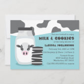 BLUE Vache Lait et biscuits Bébé Douche Invitation (Devant)