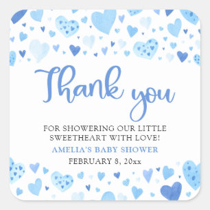Blue Valentijn Boy Little Sweetheart Baby shower Vierkante Sticker
