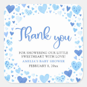 Blue Valentijn Boy Little Sweetheart Baby shower Vierkante Sticker
