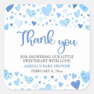 Blue Valentijn Boy Little Sweetheart Baby shower Vierkante Sticker
