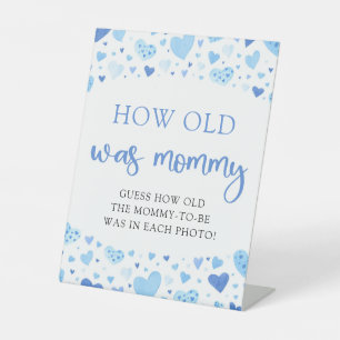 Blue Valentine Baby Shower How Old Was Mommy Game Reclamebord Met Voetstuk