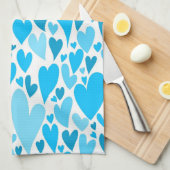Blue Valentine's coeurs Serviette de cuisine (Quart Plié)