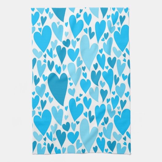 Blue Valentine's coeurs Serviette de cuisine (Vertical)