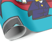 Blue Vampire Boy with Cape Cute Dracula Cadeaupapier (Rol Hoek)