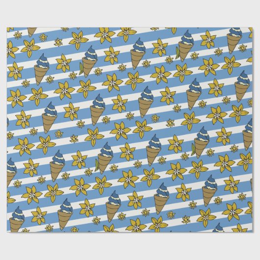 Blue Vanilla Ice Cream Cadeaupapier (Vlak)