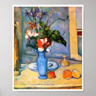 Blue Vase Flowers, Paul Cezanne Poster