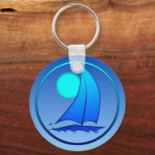 Blue Vector Sailboot Sleutelhanger (Voorkant)