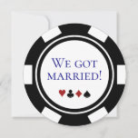 Blue Vegas Mariage Elopement Poker Faire-part<br><div class="desc">Éblouissez vos amis et votre famille en leur envoyant ces annonces d'élévation de mariage de puces de poker bleu,  noir et blanc et/ou des invitations de fête. Ils attendent avec impatience de se joindre à vous à cette fête de réception inoubliable !</div>