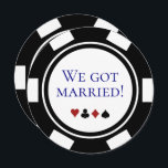 Blue Vegas Mariage Elopement Poker Faire-part<br><div class="desc">Éblouissez vos amis et votre famille en leur envoyant ces annonces d'élévation de mariage de puces de poker bleu,  noir et blanc et/ou des invitations de fête. Ils attendent avec impatience de se joindre à vous à cette fête de réception inoubliable !</div>
